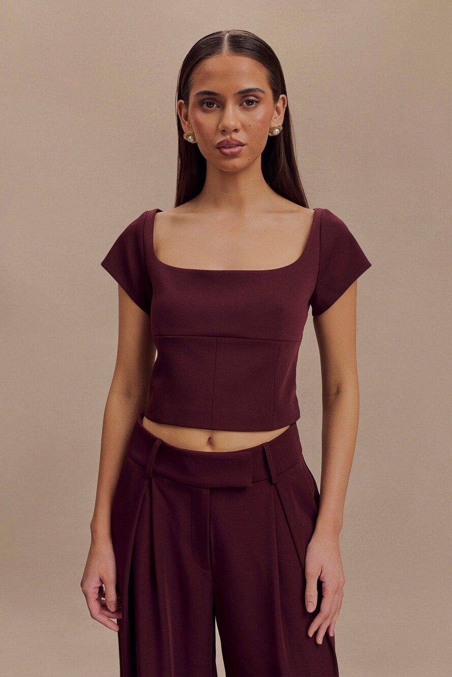 Meshki 'Ellis' Cap Sleeve Longline Suiting Top